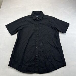 Monument Men's Large Black Geometric Print Short Sleeve Button Up Shirt